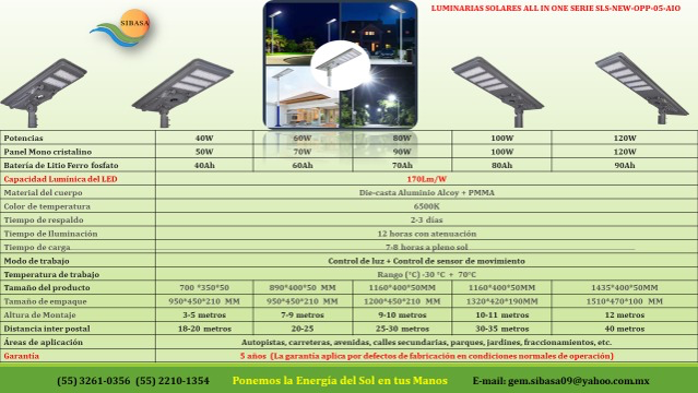 Ficha tecnica luminarias solares all in one SLS-BC-AIO