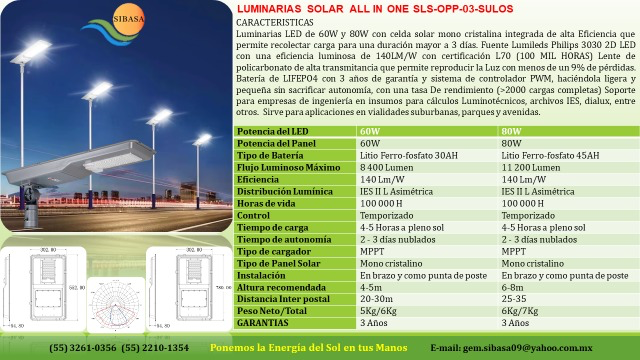 Ficha tecnica luminarias solares all in one SLS-OPP-03-SULOS