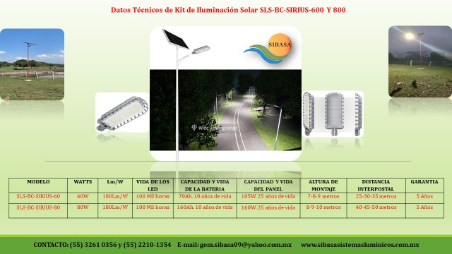Ficha tecnica kit de iluminacion solar SLS-BC-SIRIUS