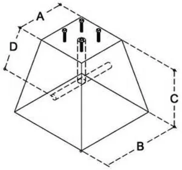 BASE PIRAMIDAL DE CONCRETO PARA MONTAJE DE POSTE METALICO PARA ALUMBRADO PÚBICO